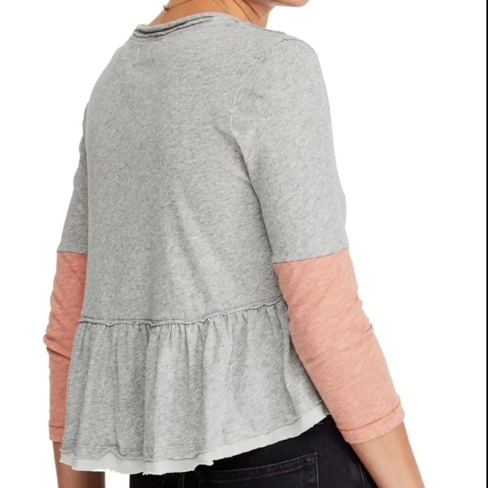 NWT Free People Heart of Mine Colorblock Crop Tee